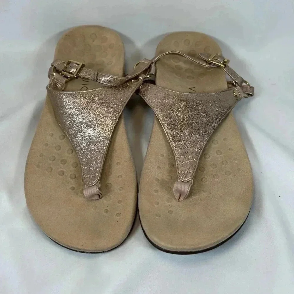 Vionic Kirra Size 7.5 Rose Gold Sandal Thong Slingback Casual Flat Shoes